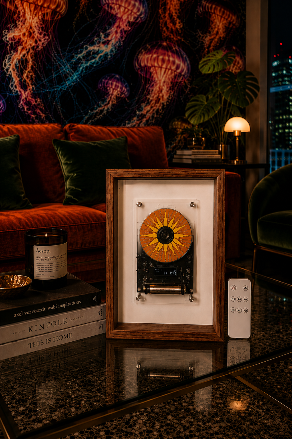 M1 Wood Frame CD Player — Wall-Mountable, Bluetooth & Rechargeable