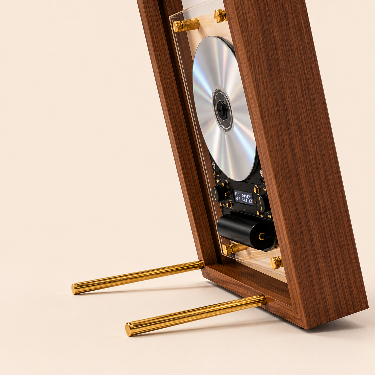 M1 Wood Frame CD Player — Wall-Mountable, Bluetooth & Rechargeable