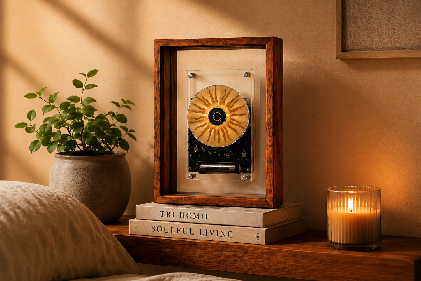 M1 Wood Frame CD Player — Wall-Mountable, Bluetooth & Rechargeable