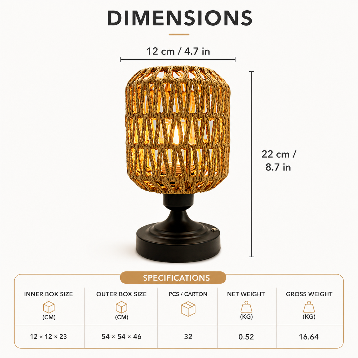 Woven Rattan Charging Lamp — Wabi-Sabi Bedside & Desk Light